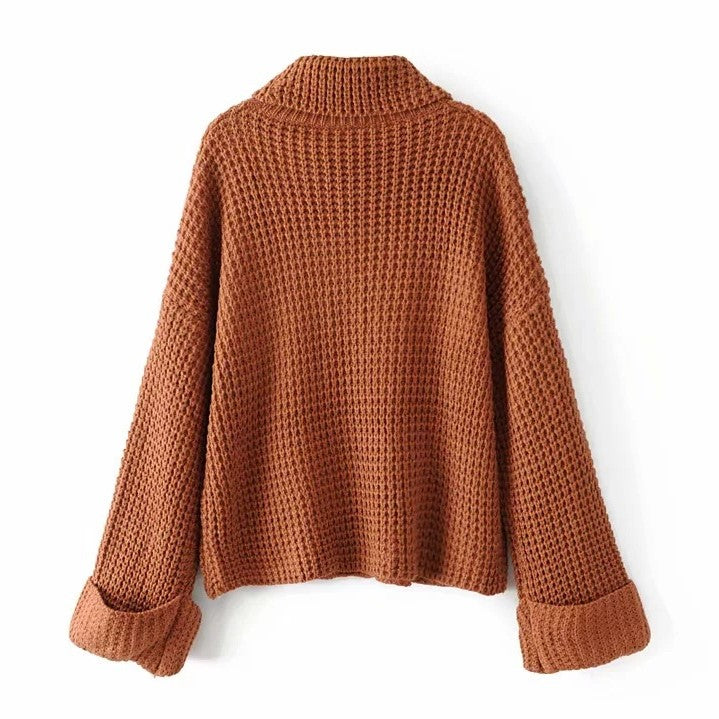 Pull Oversize Pull Orange Femme Col Roulé Pull Col Roulé Large