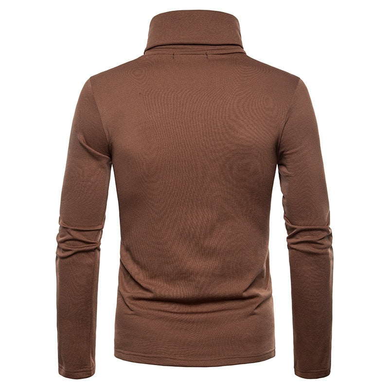 T Shirt Manche Longue Col Roul Homme Marron MonColRoul