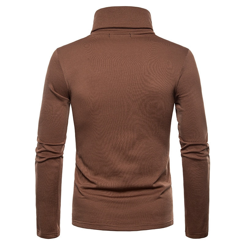 Tee Shirt Manches Longues Col Roule Homme Marron