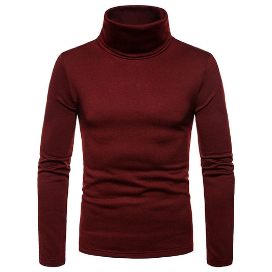 Pull Col Roulé Homme Manches Longues Slim Fit - Base Chaude Hiver T-Shirt Col Haut
