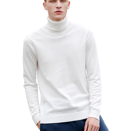 Col Roule Pull Homme Blanc