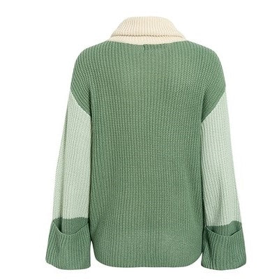 col roule femme pull vert