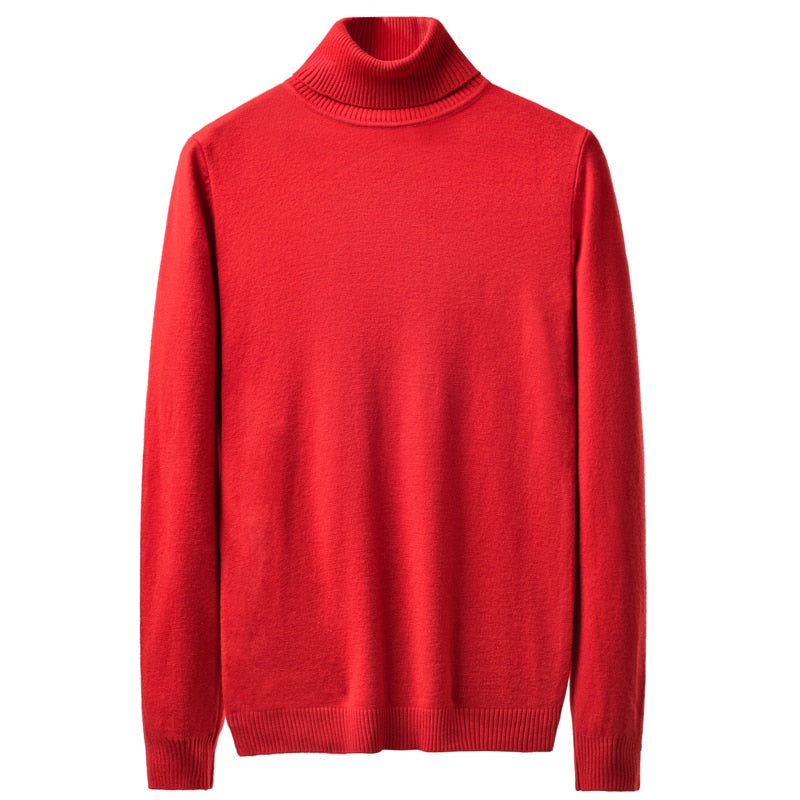 Col Roulé Pull Homme Rouge