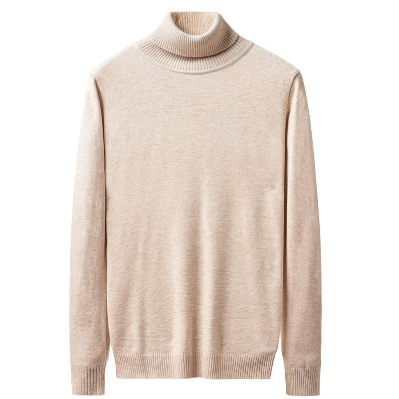 Col Roulé Pull Homme Beige