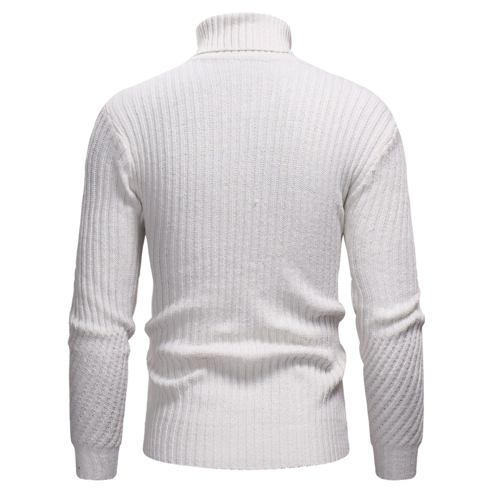 pull col roule homme laine blanche