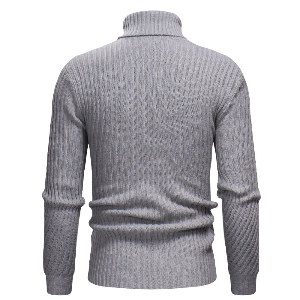 pull col roule homme laine gris clair