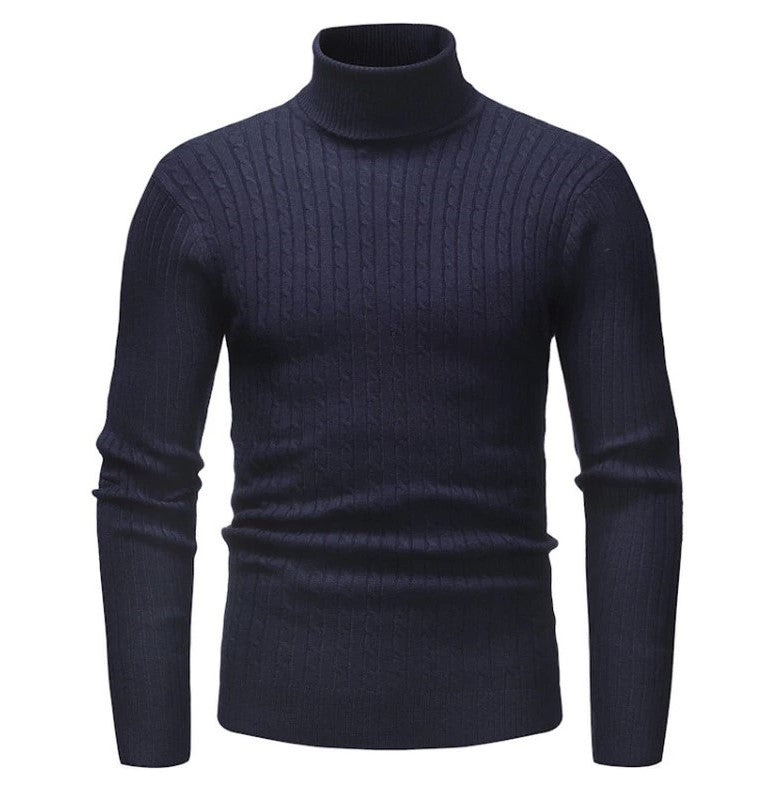 col roulé homme bleu marine