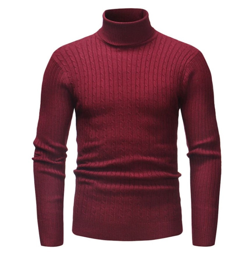 col roulé homme rouge bordeaux