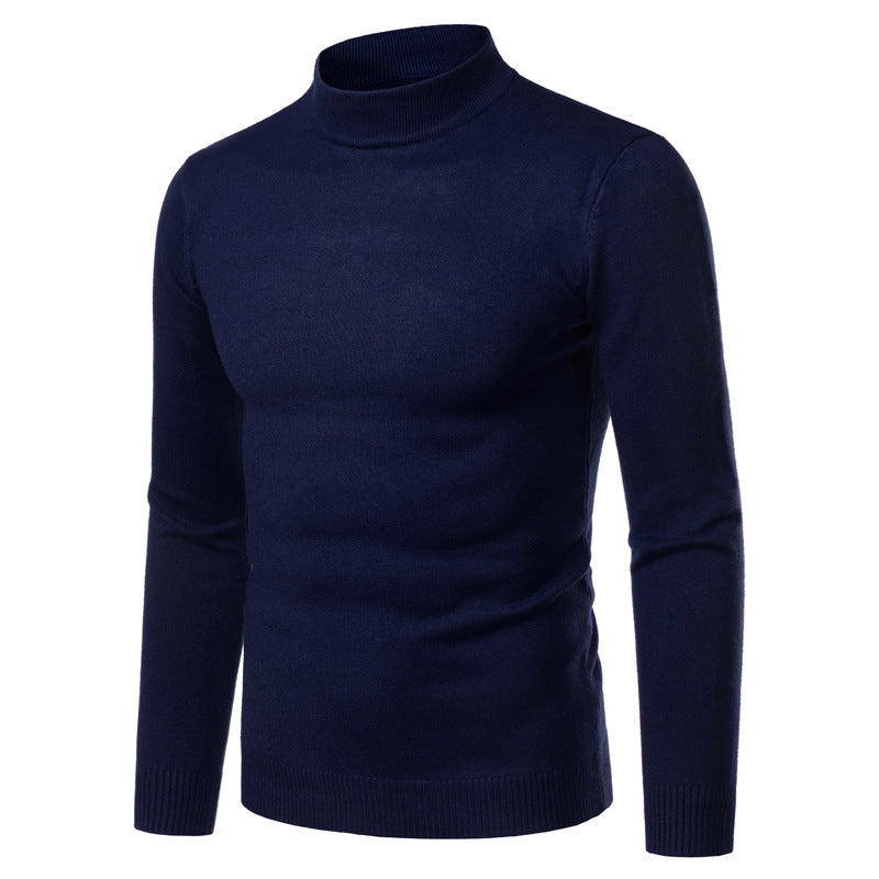 Pull Col Montant Homme Bleu Marine