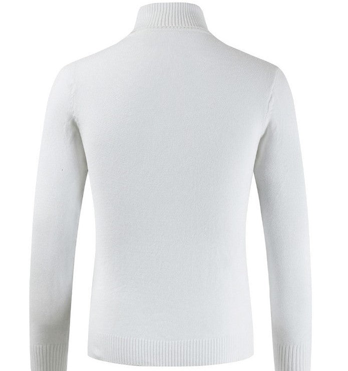 pull blanc col roule homme