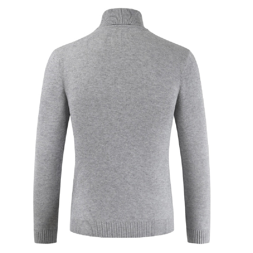 pull gris clair col roule homme