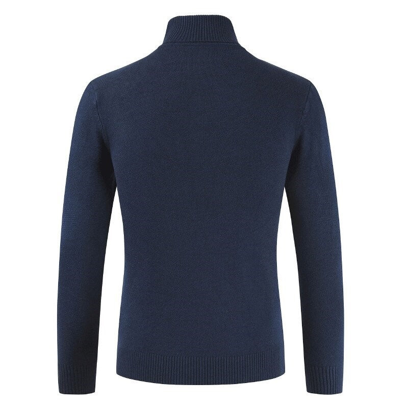 pull bleu marine col roule homme