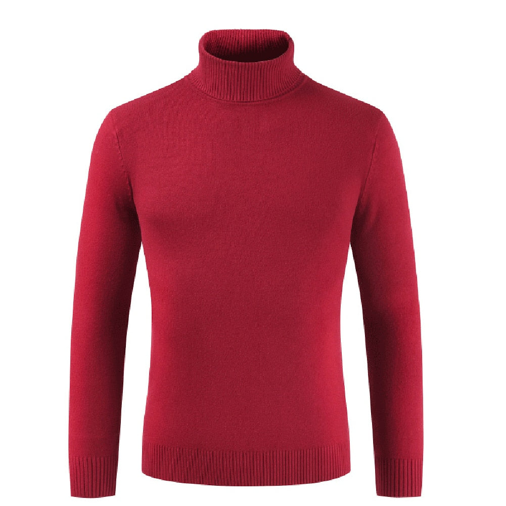 Pull Rouge Col Roulé Homme