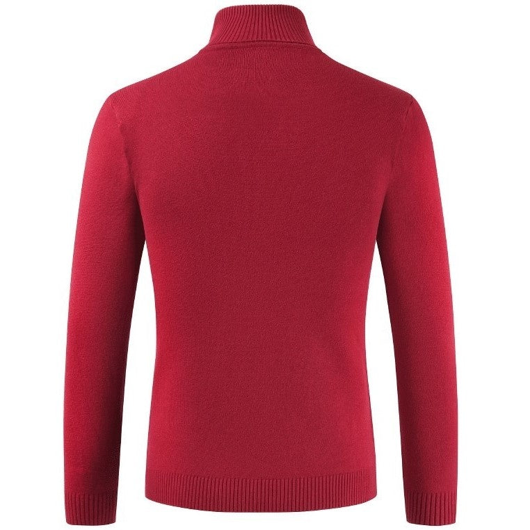 pull rouge col roule homme