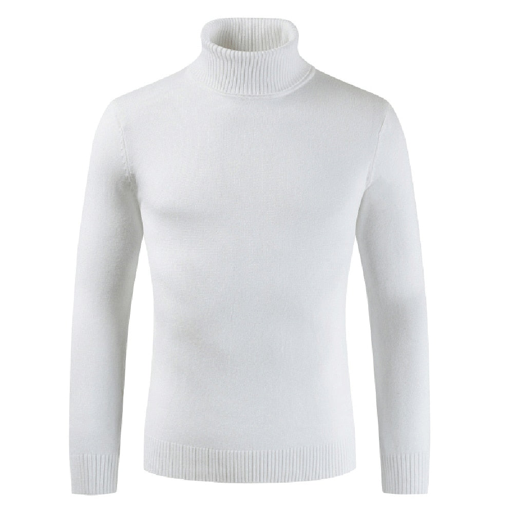 Pull Blanc Col Roulé Homme