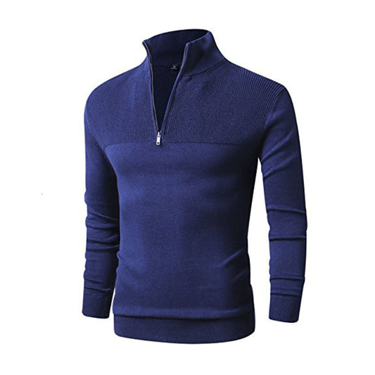 Pull Zippé Bleu Homme