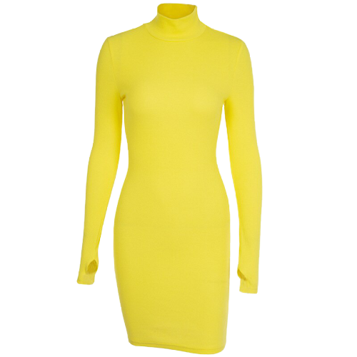 robe col montant manches longues jaune