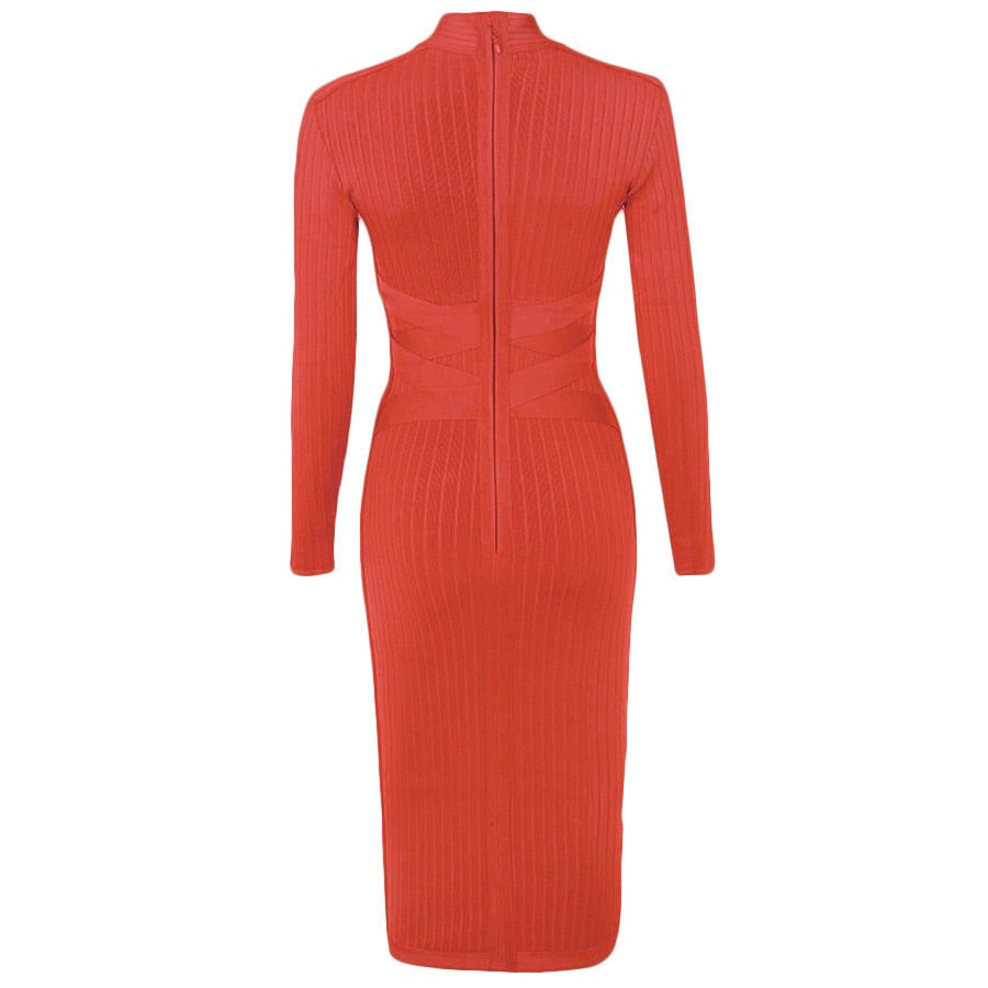 Robe rouge col montant hot sale