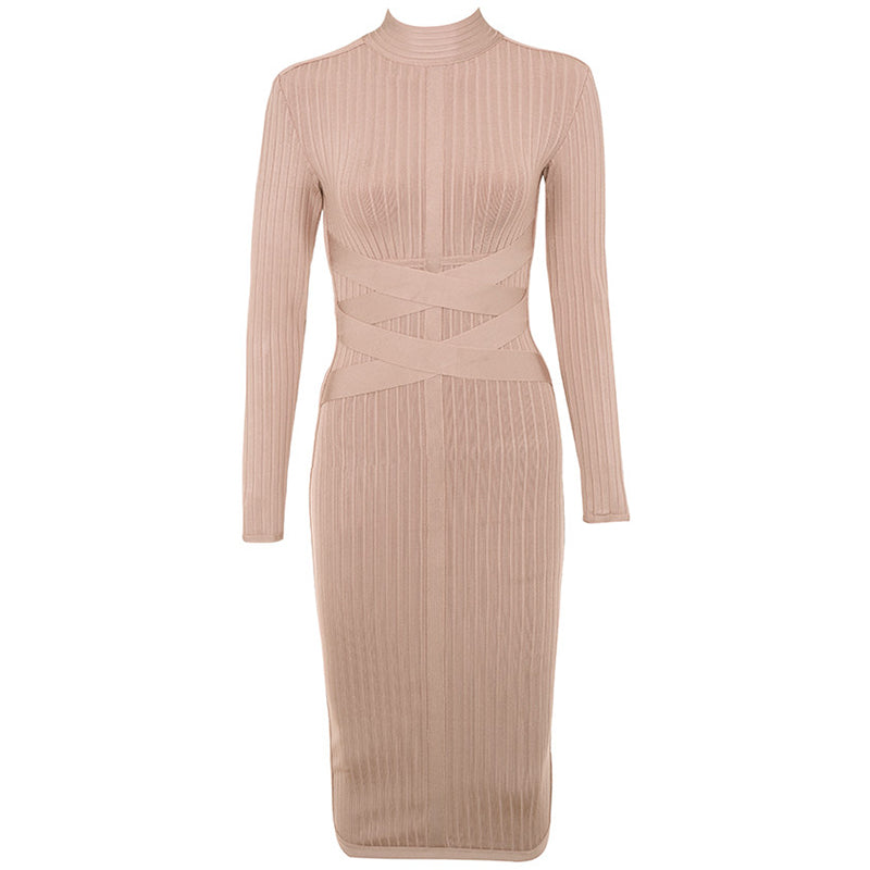 Robe Col Montant Rose Pale