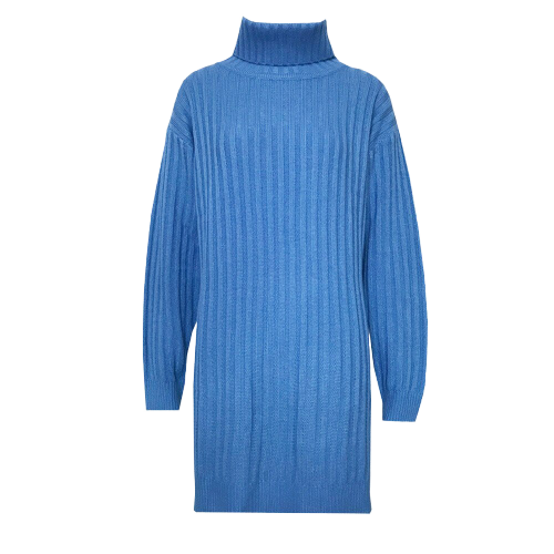 Robe Pull Col Roulé Bleu