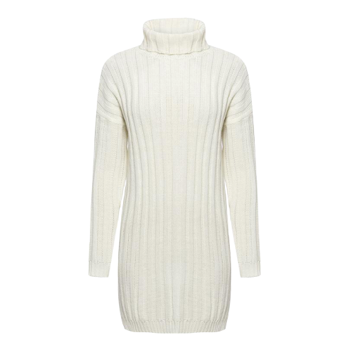 Robe Pull Col Roulé Blanc