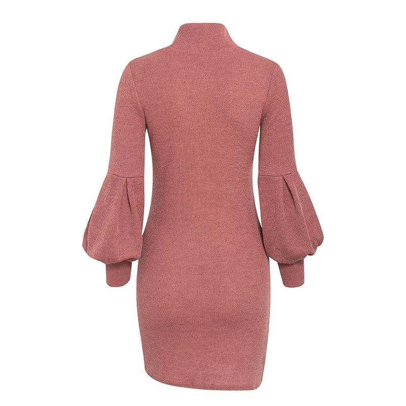 robe pull femme col roule rose