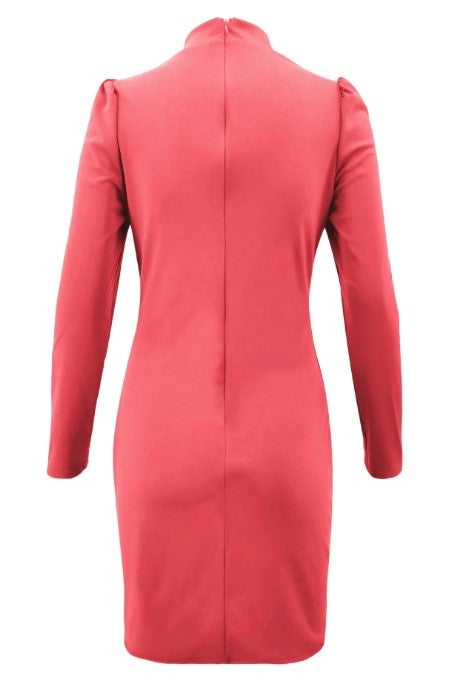 robe col montant rose