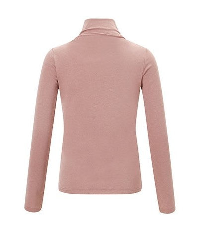 Pull col 2025 roulé rose femme