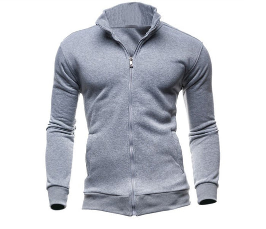 Veste Zippée Col Montant Gris Clair Homme