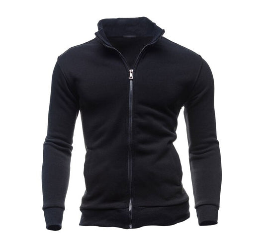 Veste Zippée Col Montant Noir Homme